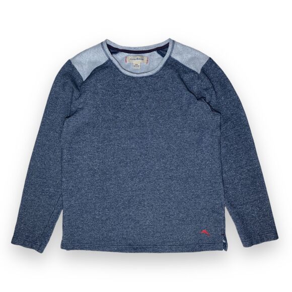 Tommy Bahama Heather Blue Gray Medium Fleece Lined Crewneck Pullover - Picture 1 of 7